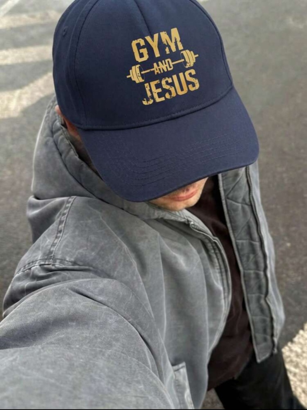 Gym and Jesus Navy Blue Adjustable Baseball Cap New